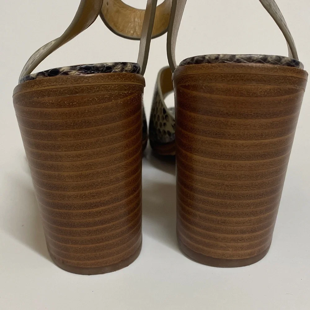 Marc Fisher LTD Orla Snake Print Sandals with Stacked Heel Size 8M